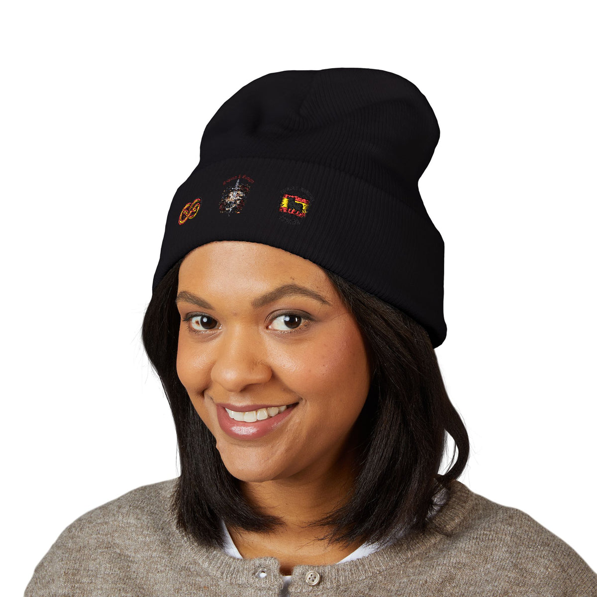 Retro Gaming Stick Beanie – Cuffed Strickmütze oder Black Line Retro Gaming Beanie